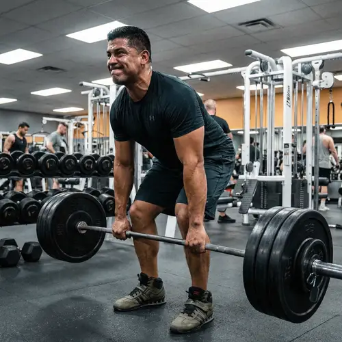 Muscular Man Lifting Heavy Weights | Strength & Discipline Displayed