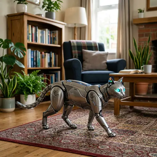 Robotic Cat: Realistic LED-Eyed Feline Companion