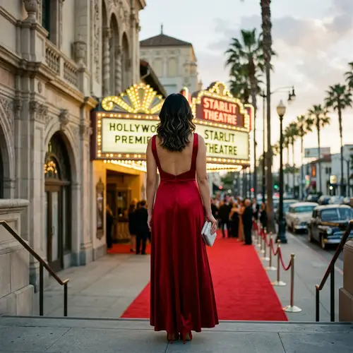 Hollywood Style: Back View of Girl in Red Dress