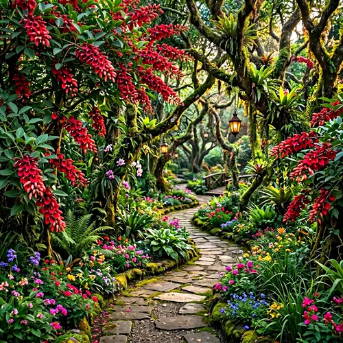 Enchanting Tanguil Magical Garden with Ceibo Flowers