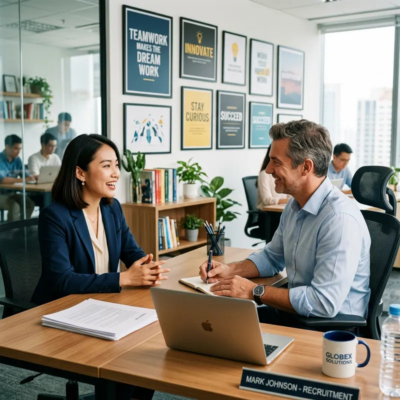 Girl Smiling at Job Interview: Optimism and Enthusiasm