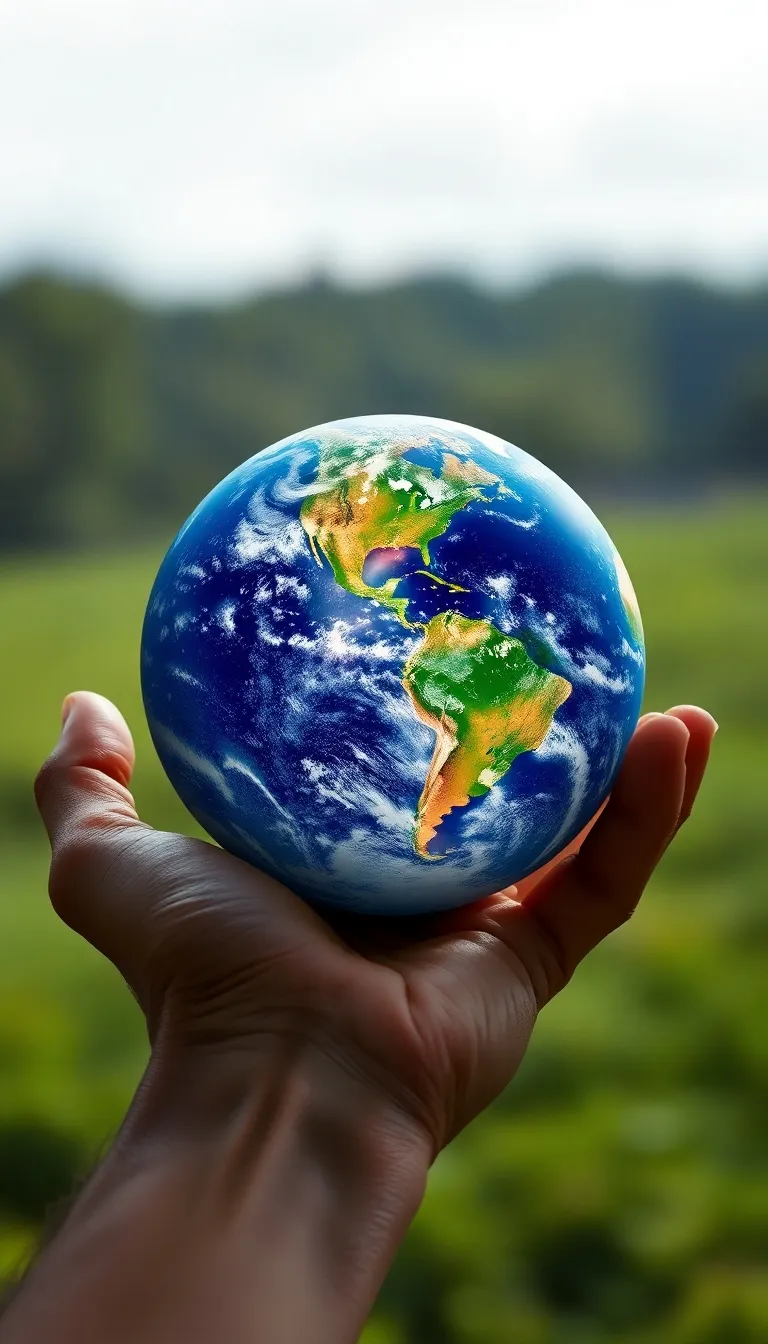 Hand Holding Earth: A Nature's Embrace Hand Holding Earth: A Nature's Embrace