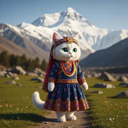 Cute Cat Princess in Nepali Guneu and Choli