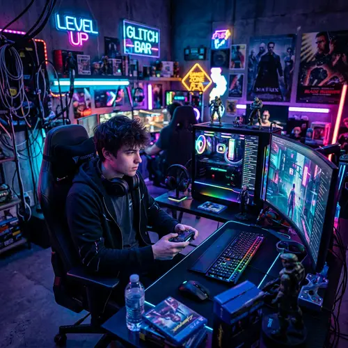Cyberpunk Male Gamer | PC Gaming Setup