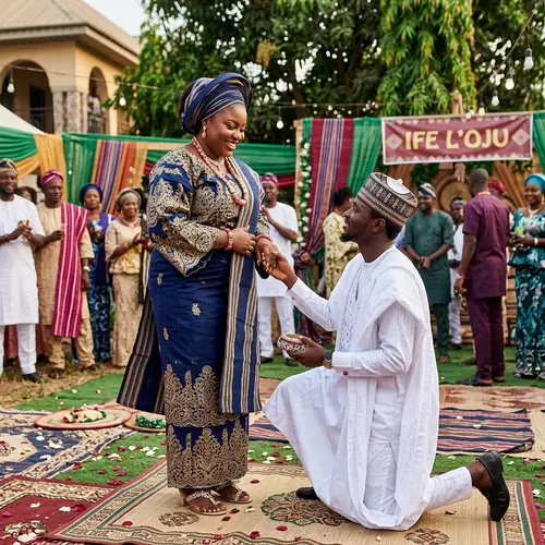 Beautiful Yoruba Girl in Cultural Attire & Hausa Guy Expressing Love