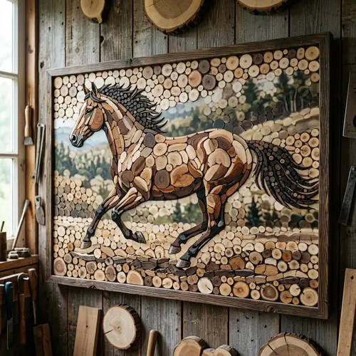 Mosaic of a Galloping Horse Art