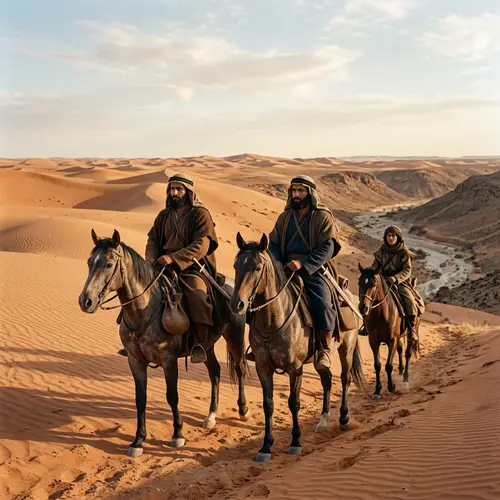 Middle Eastern Men on Horseback in Desert - Jahiliyyah Period
