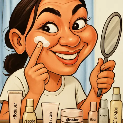 Fun Caricature Art of a Skincare Routine
