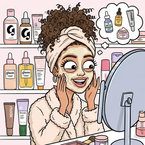 Fun Caricature Art of a Skincare Routine
