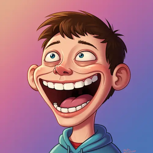 Max from Grounded: Cartoonish Laughing Face