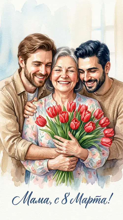 Heartwarming Watercolor Portrait for Mother's Day