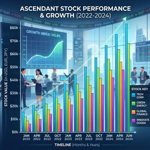 Color-Coded Bar Chart: Stocks' Ascendant Value and Growth Over Time