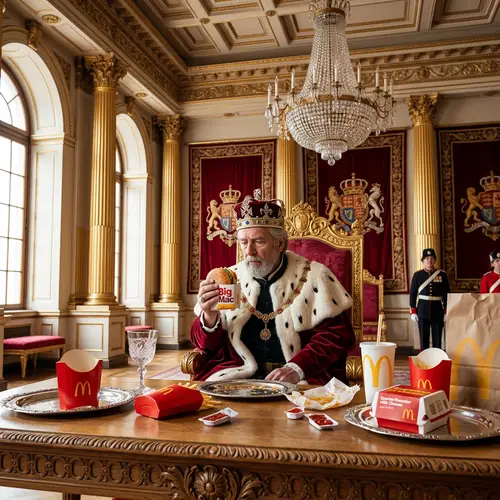 Luxurious Palace Throne Room with Embraced McDonald's Branding