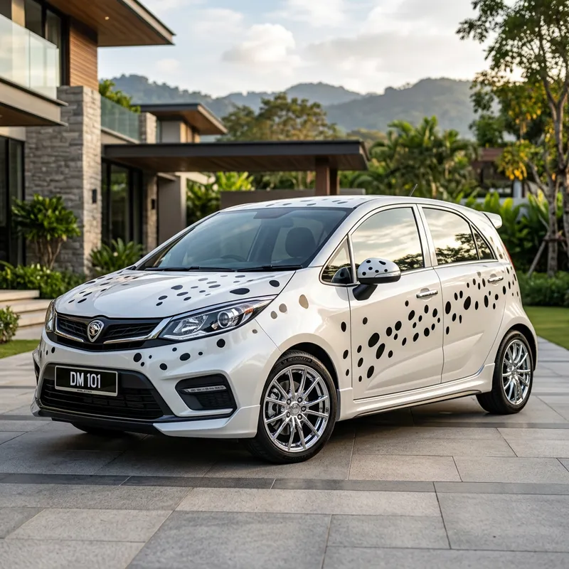 Sophisticated White Proton Iriz with Dalmatian Design