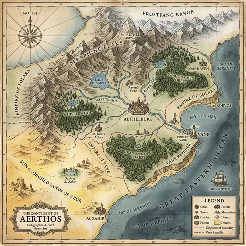 Vintage Geographical Map with Mountains, Rivers, and Cities