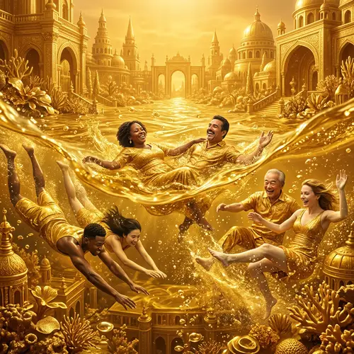 Golden Submersion: Diverse Group Swimming in Wealth