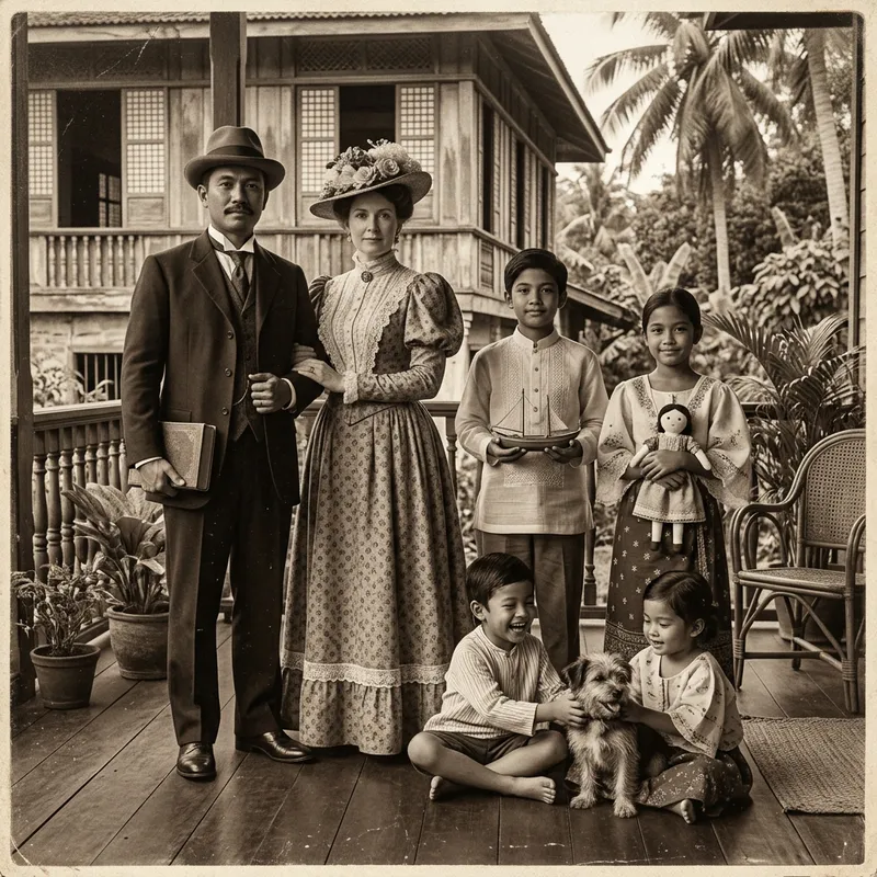 Dr. Jose Rizal Family Portrait: 19th Century Filipino Parents and Children