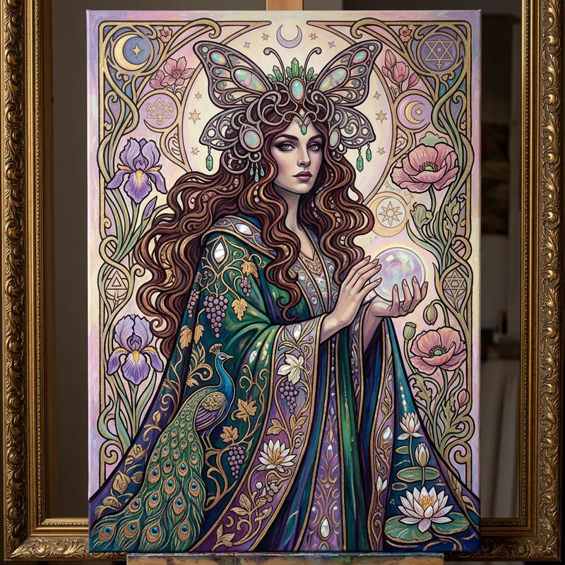 Art Nouveau Magical Portrait Creation with Mystical Touch
