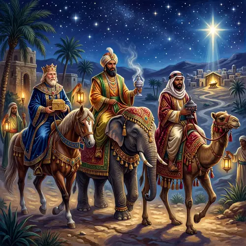 Three Kings: Gold, Frankincense, & Myrrh Illustration