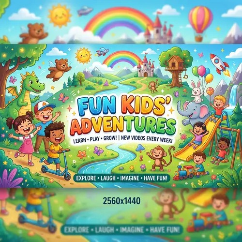 Vibrant YouTube Banner for Kids Channel