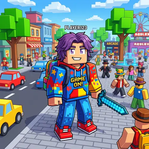 Unique Roblox Style Player in Virtual Town