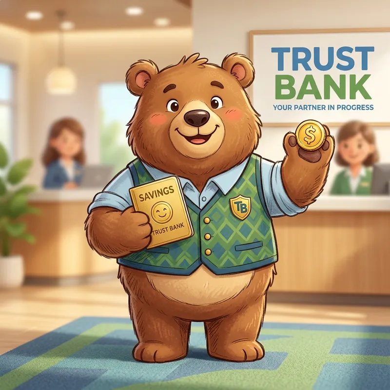 Kid-Friendly 3D Bank Mascot Design | Trustworthy Doodle Style Character