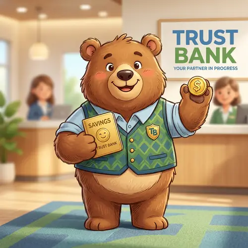 3D Bank Mascot Design | Friendly Doodle Style Character