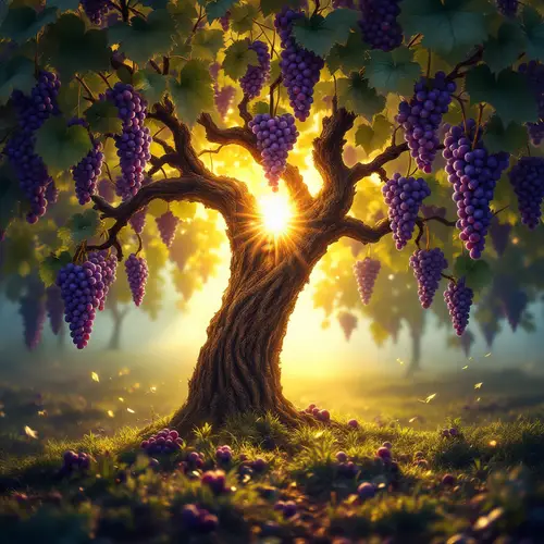 Ethereal Grapevine Art with Christ's Face