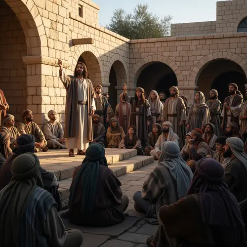 Jesus Preaching to the Crowd in Ancient Israel