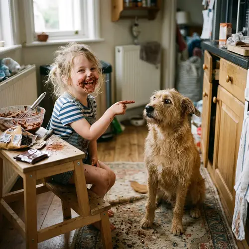 Girl Blames Dog for Chocolate Mess - Adorable Moments