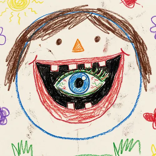 Eye in Mouth: Kid's Drawing Style Art