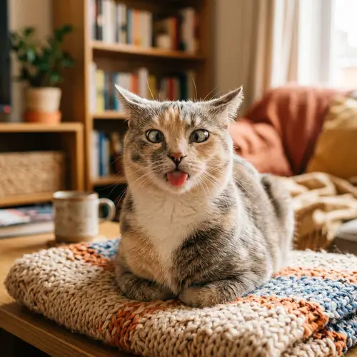 Quirky Cat Emote: Endearing 'Derping' Expression