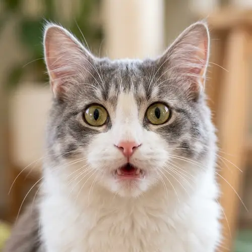 Cat Face Close-Up: Big Eyes, Fluffy Fur & Alert Ears