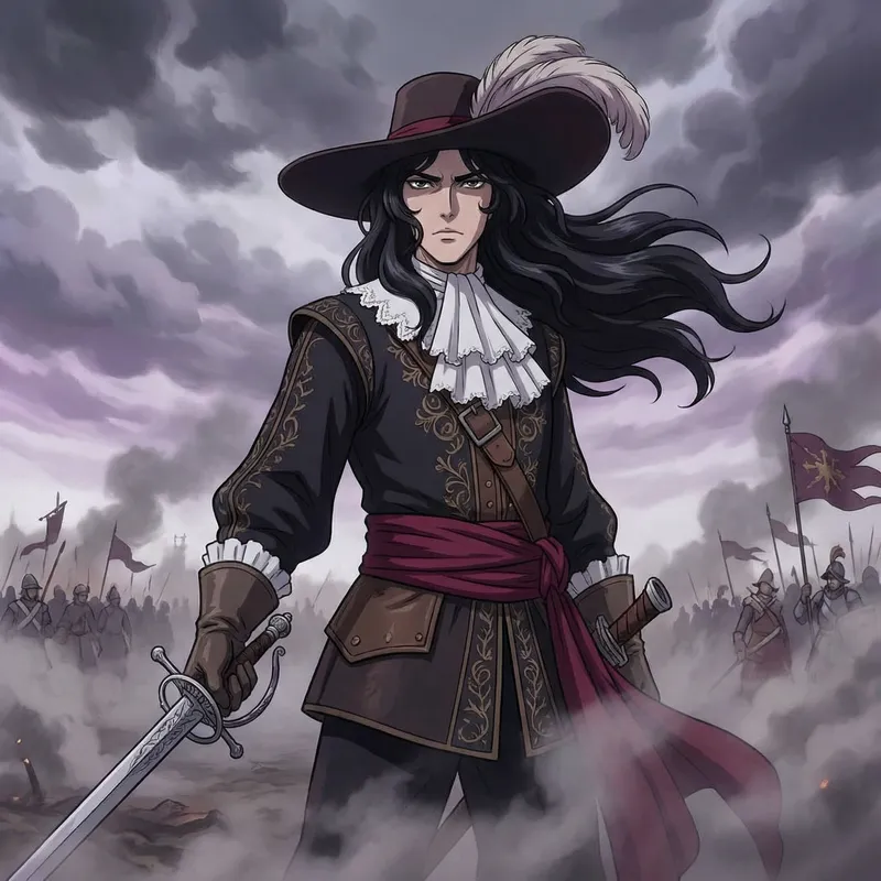 Oliver Cromwell Anime - English Warrior on Battlefield
