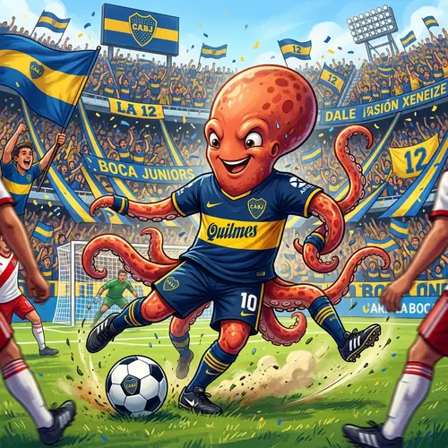 Octopus Playing Soccer in Boca Juniors Jersey | Dynamic Gameplay