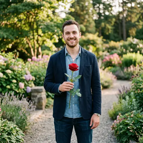 Man Holding a Rose - Captivating Moments