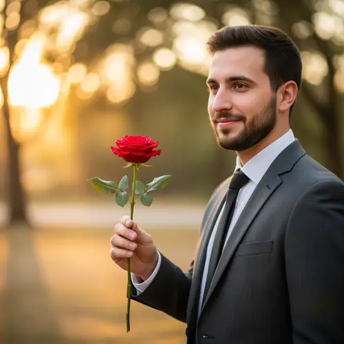 Man Holding a Rose - Captivating Moments