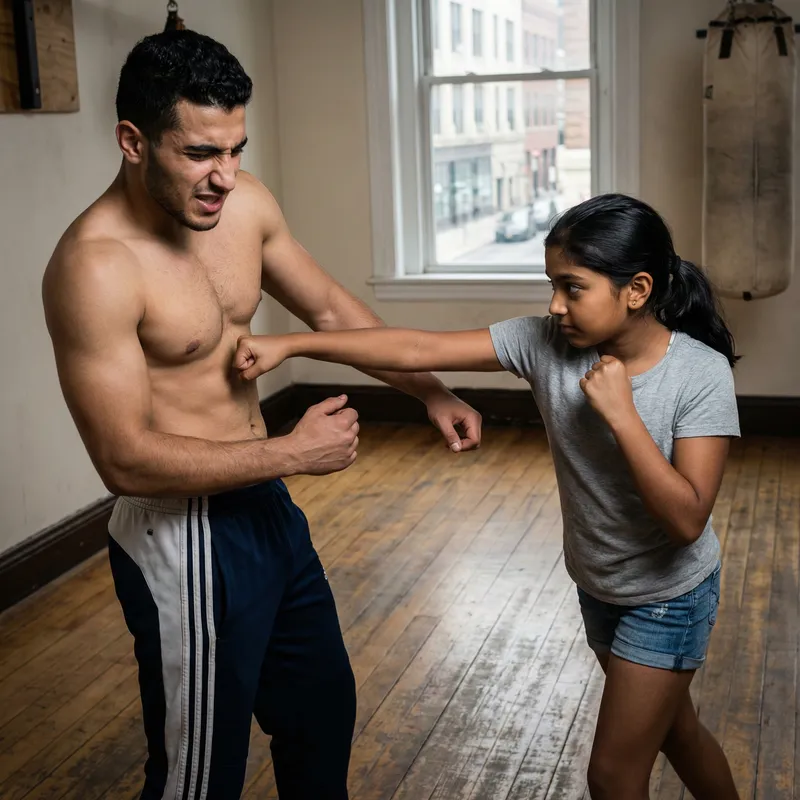 Muscular Young Man Gets Punched by Girl | Room Scene