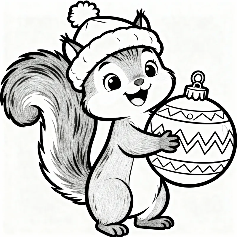 Cute Baby Squirrel Coloring Page for Kids