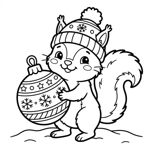 Cute Baby Squirrel Coloring Page for Kids