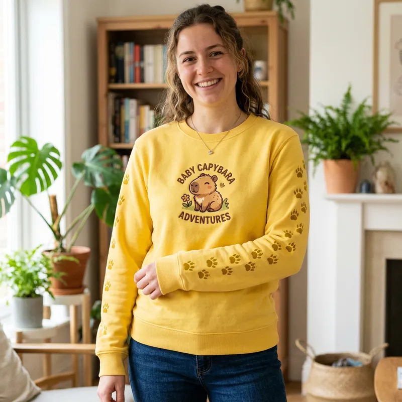 Yellow Long Sleeve Capybara Kids Shirt