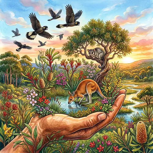 Biodiversity Conservation Illustration: Human Care for Wildlife