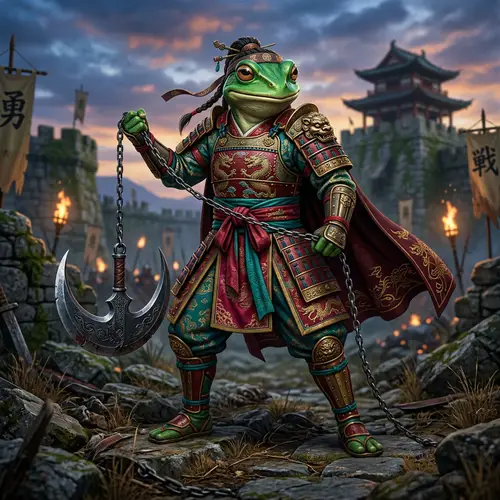 Asian Warrior Female Pepe the Frog | Crescent Pendulum Warrior