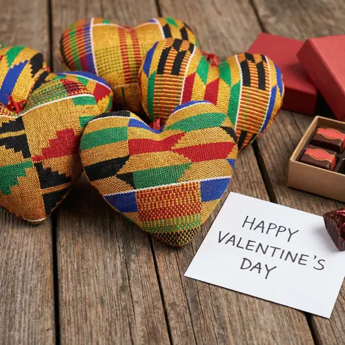 Kente Cloth Valentine's Hearts - Unique Gifts