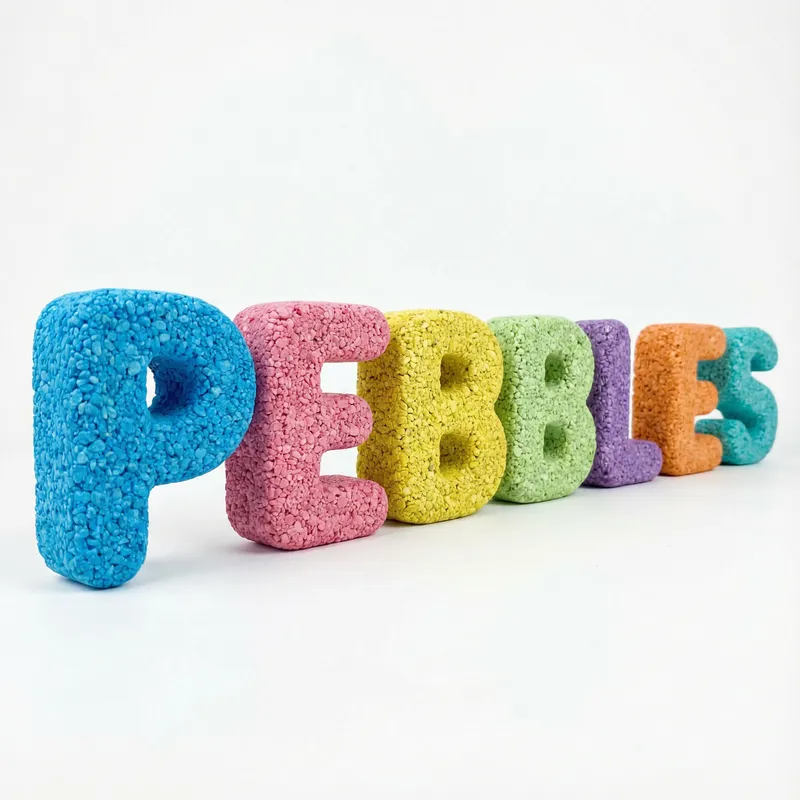 Vibrant 3D Pebbles Letters in Bright Colors