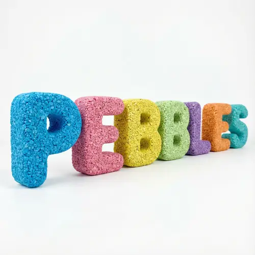Vibrant 3D Pebbles Letters in Bright Colors