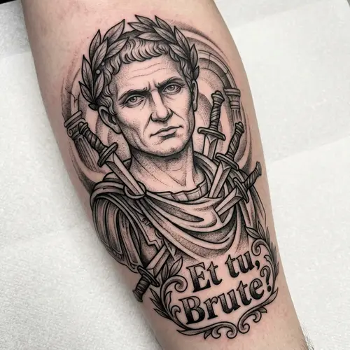 Julius Caesar Tattoo Design with Betrayal Theme