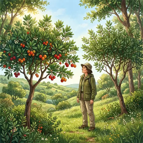 Strawberry Trees in Lush Green Landscape