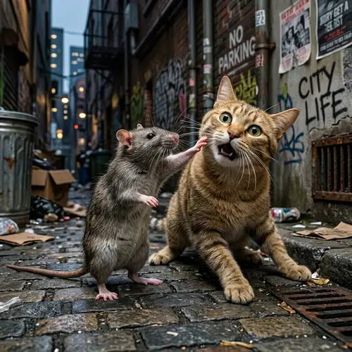 Unique Rat-Cat Interaction in Urban Setting