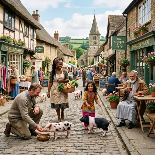 Harmonious Life in Rural Village Center | People and Pigs Interaction